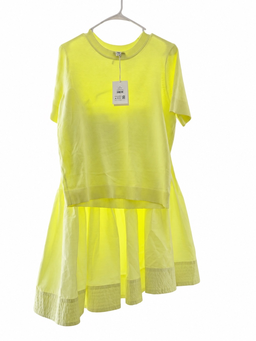 Neon Yellow Short Sleeve Drop-Waist Top & Skirt